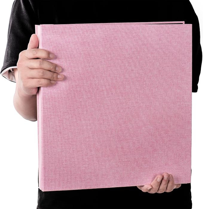 Large Photo Album Self Adhesive 4x6 5x7 3x5 8.5x11 Scrapbook Magnetic Album DIY Scrap Book Length 13 x Width 12.8 (Inches) 120 Sticky Pages Linen Cover DIY Photo Album (Pink) - Image 7