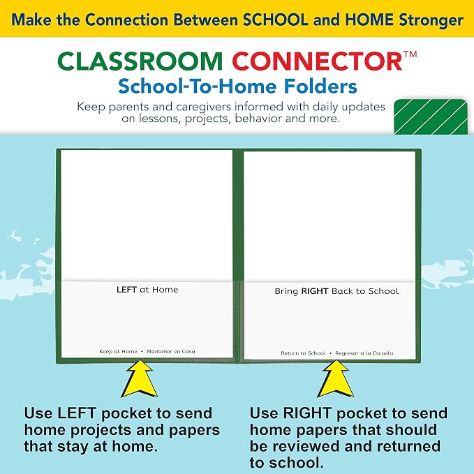 C-Line Classroom Connector School-to-Home Folders, Green, 25 per Box (32003) (Pack of 6) - Image 5