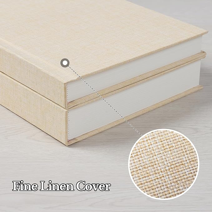Pssoss 8x10 Photo Album with Writing Space, Linen Cover, 20 Photos, Beige | High-GSM writable pages with easy slip-in pockets for weddings, baby photos, family memories, travel, and anniversaries. - Image 6