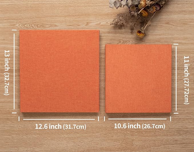 Large Photo Album Self Adhesive 4x6 8x10 10x12 13"x12.8" Magnetic Scrapbook Album 12.6"x11" Inch 40 Pages Linen Cover DIY Photo Album with A Metallic Pen and DIY Stickers(Orange) - Image 6