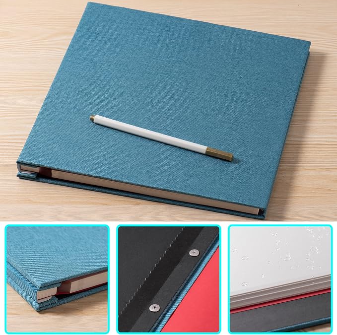 Sky Blue Photo Album Self Adhesive Scrapbook Album for 4×6 Photos/Pictures DIY Linen Cover Album 15 Sheets/30 Blank Pages for Family Wedding, Birthday, Christmas, Anniversary - Image 5