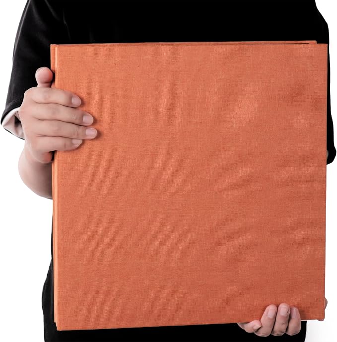 Large Photo Album Self Adhesive 4x6 5x7 3x5 8.5x11 Scrapbook Magnetic Album DIY Scrap Book Length 13 x Width 12.8 (Inches) 120 Sticky Pages Linen Cover DIY Photo Album (Orange) - Image 7