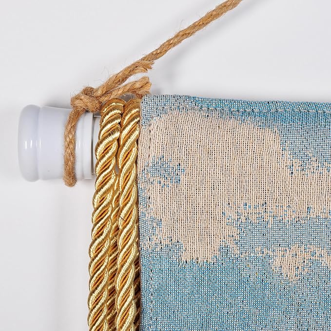 Vintage Nature Tapestry Wall Hanging Set with Telescopic Rod & Tassels - Jacquard Woven Fabric Aesthetic Country Landscape Wall Tapestry for Bedroom/Living Room Decor Green Art (42"x27") (Soft - toned, historic castle by the water) - Image 8