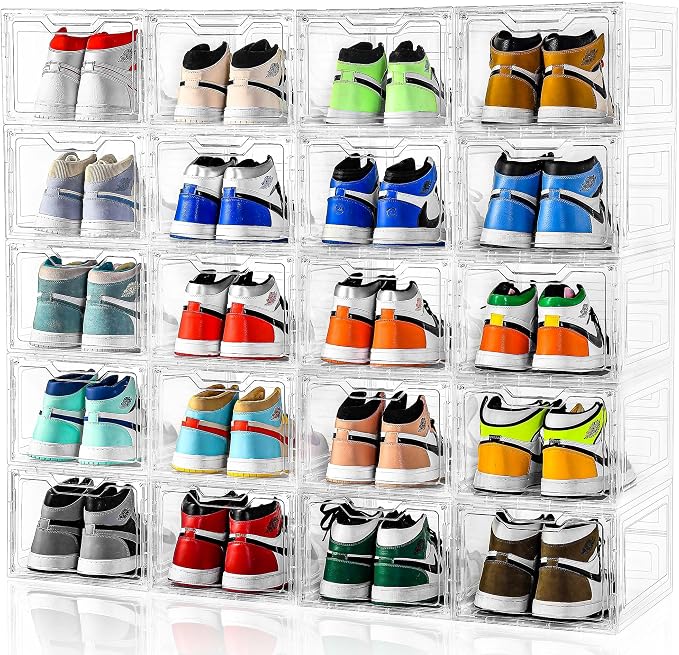 10 Pack Large Shoe Boxes Clear Plastic Stackable,Shoe Storage Organizer with Lids,Shoe Rack for Closet,Shoe Organizer and Shoe Containers for Sneaker Storage, Shoe Display Case Fit up to US Size 13 - Image 6