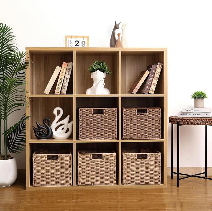 Wicker Storage Basket - Large 12x12x10in Cube, Woven Wicker for Shelves, Pantry, Kitchen & Bathroom Organization (Brown) - Image 7