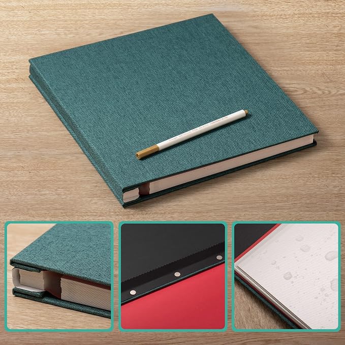 Large Photo Album Self Adhesive 4x6 10x12 Pictures Scrapbook Album 12.6"x11" Inch 60 Sticky Pages Magnetic Linen Cover Photo Album with A Metallic Pen and DIY Stickers(Dark Green) - Image 6
