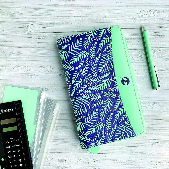 Filofax Saffiano Personal Compact Zip Organizer - The Budget Mom Limited Edition, Leather-Look, Six Rings (CMT028776), Blue - Image 10
