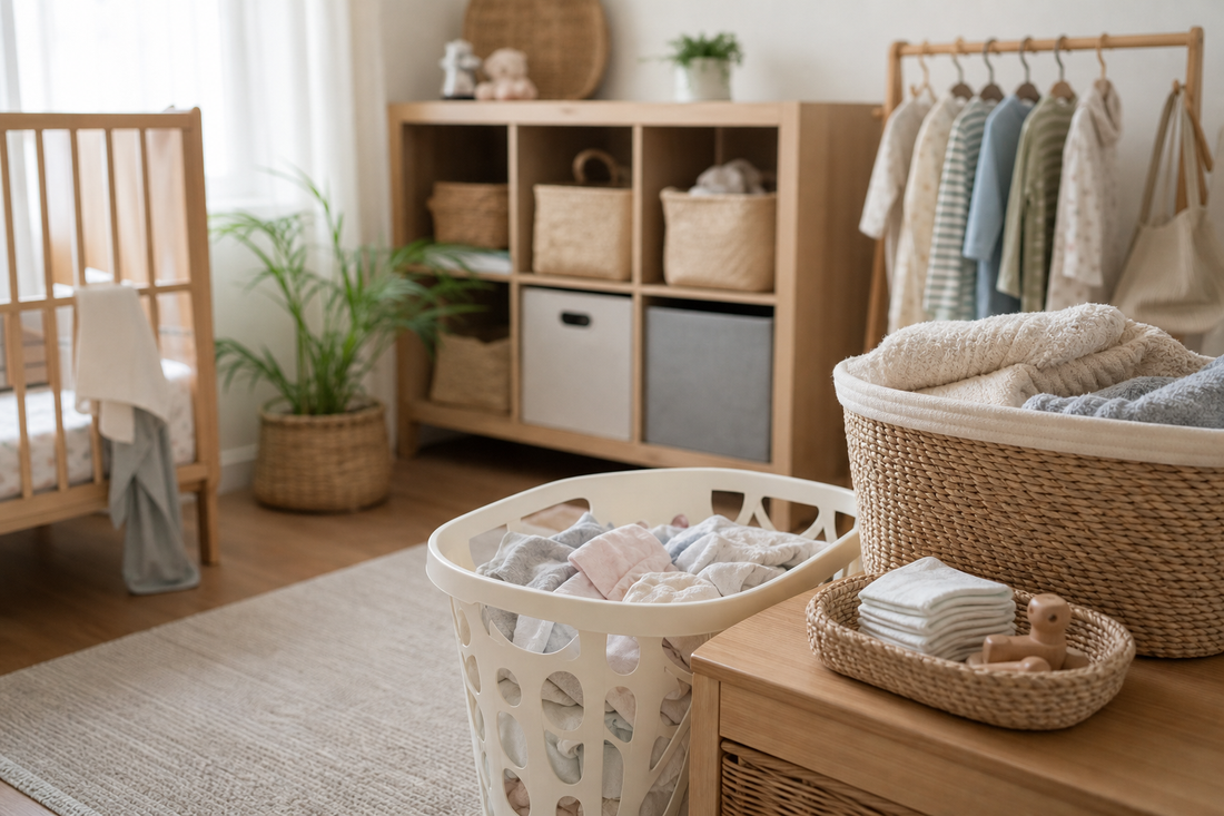Unbranded organized spatial layout featuring practical household routines for parents