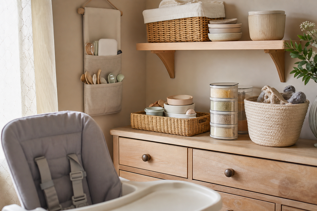 Unbranded organized spatial layout featuring practical feeding-area organization