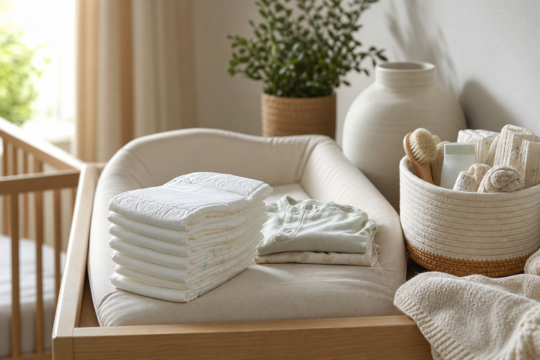 Unbranded close editorial detail featuring practical diapering preparation