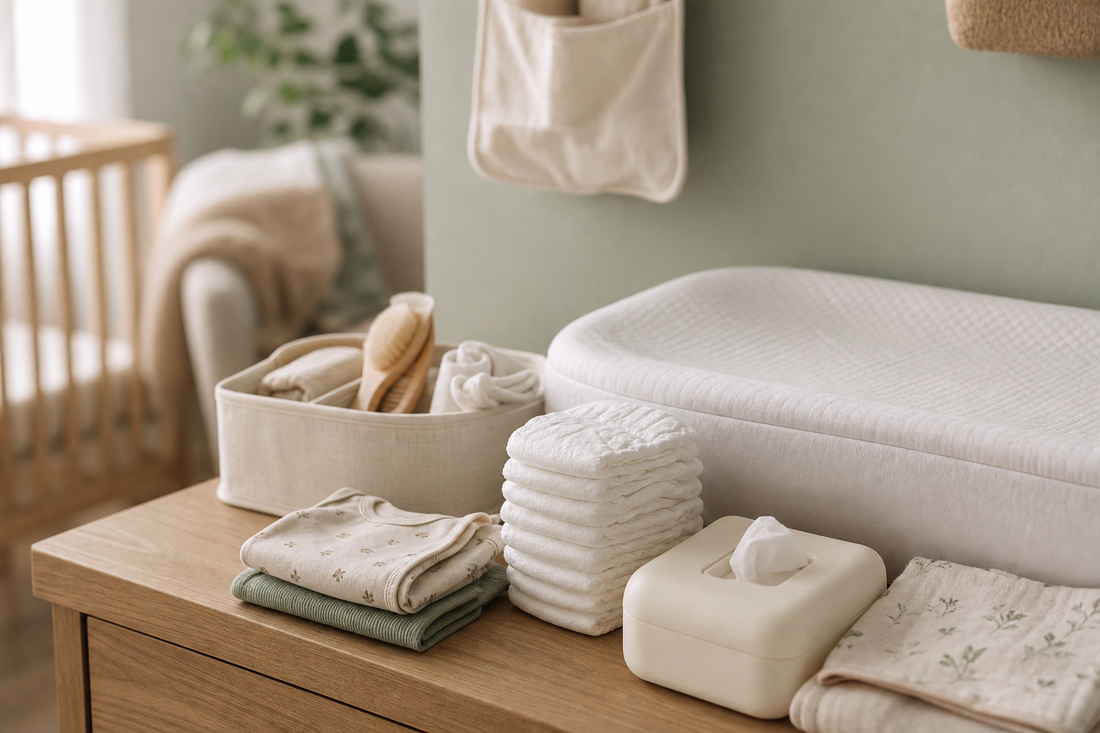 Unbranded close editorial detail featuring practical diapering preparation