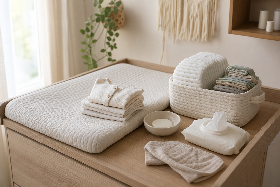 Unbranded orderly inspection setup featuring practical diapering preparation
