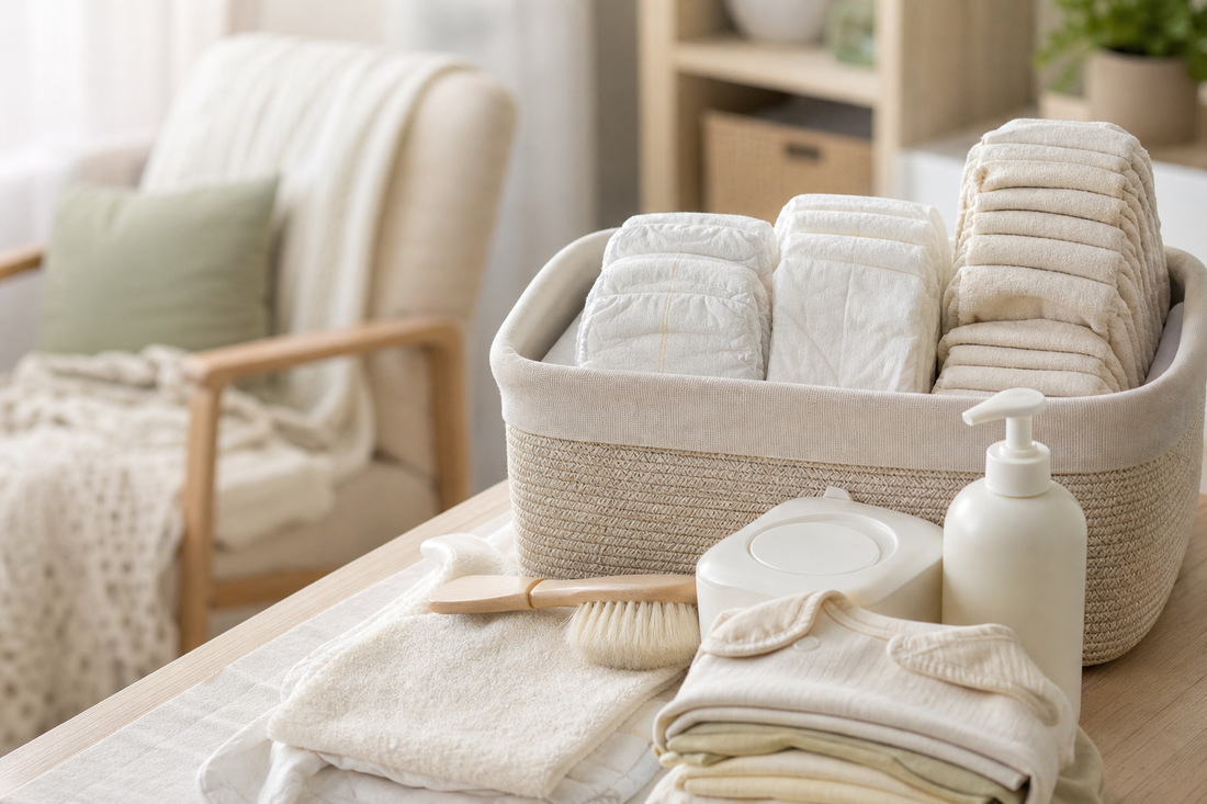 Unbranded close editorial detail featuring practical diapering preparation