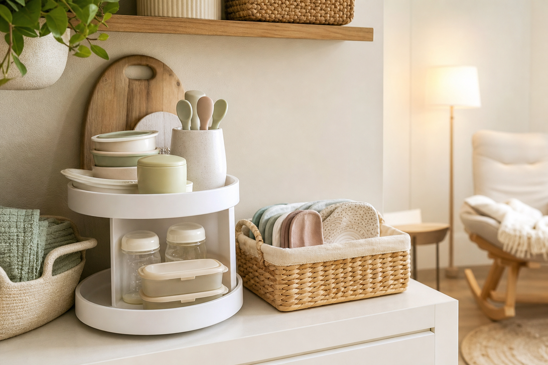 Unbranded practical sequence scene featuring practical feeding-area organization