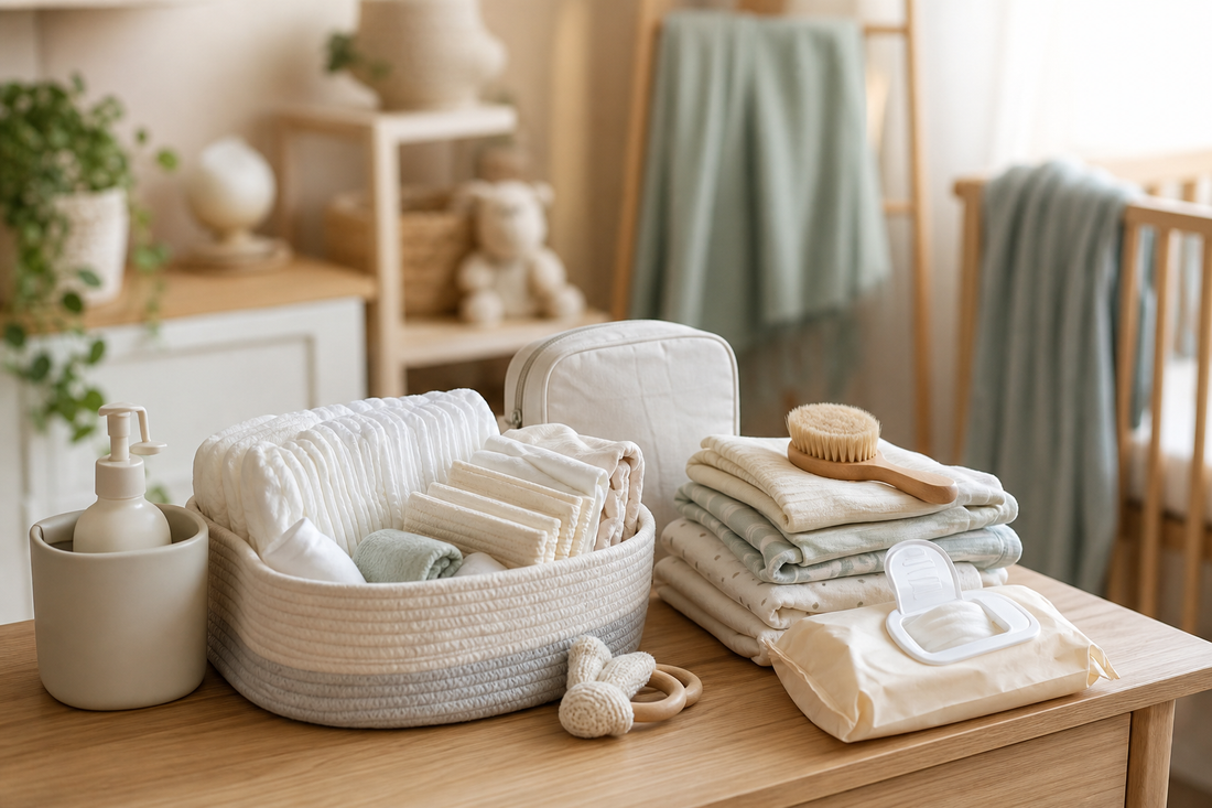 Unbranded organized spatial layout featuring practical diapering preparation