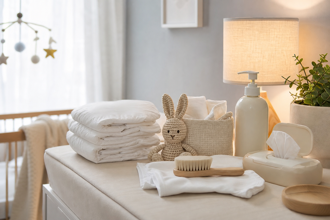 Unbranded orderly inspection setup featuring practical diapering preparation