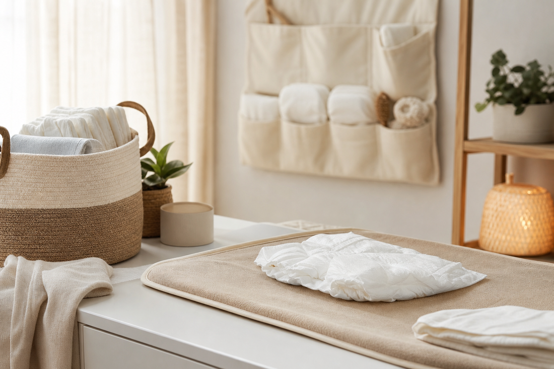 Unbranded orderly inspection setup featuring practical diapering preparation
