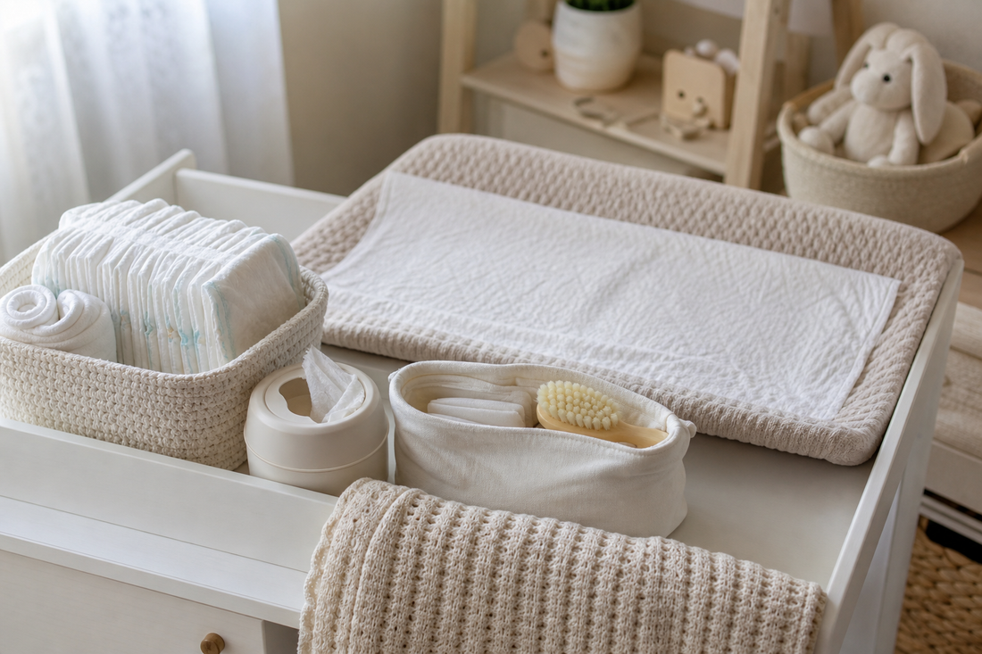 Unbranded orderly inspection setup featuring practical diapering preparation