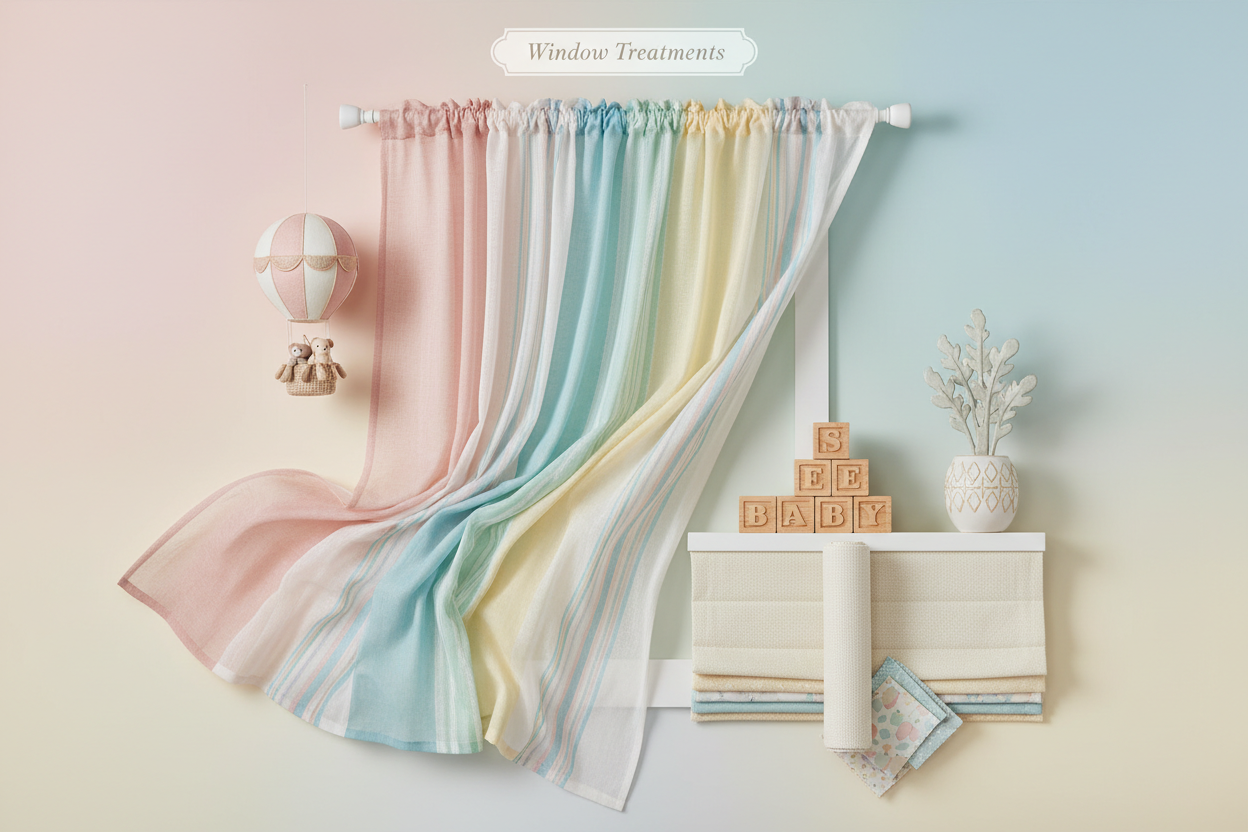 Nursery window treatments and curtains