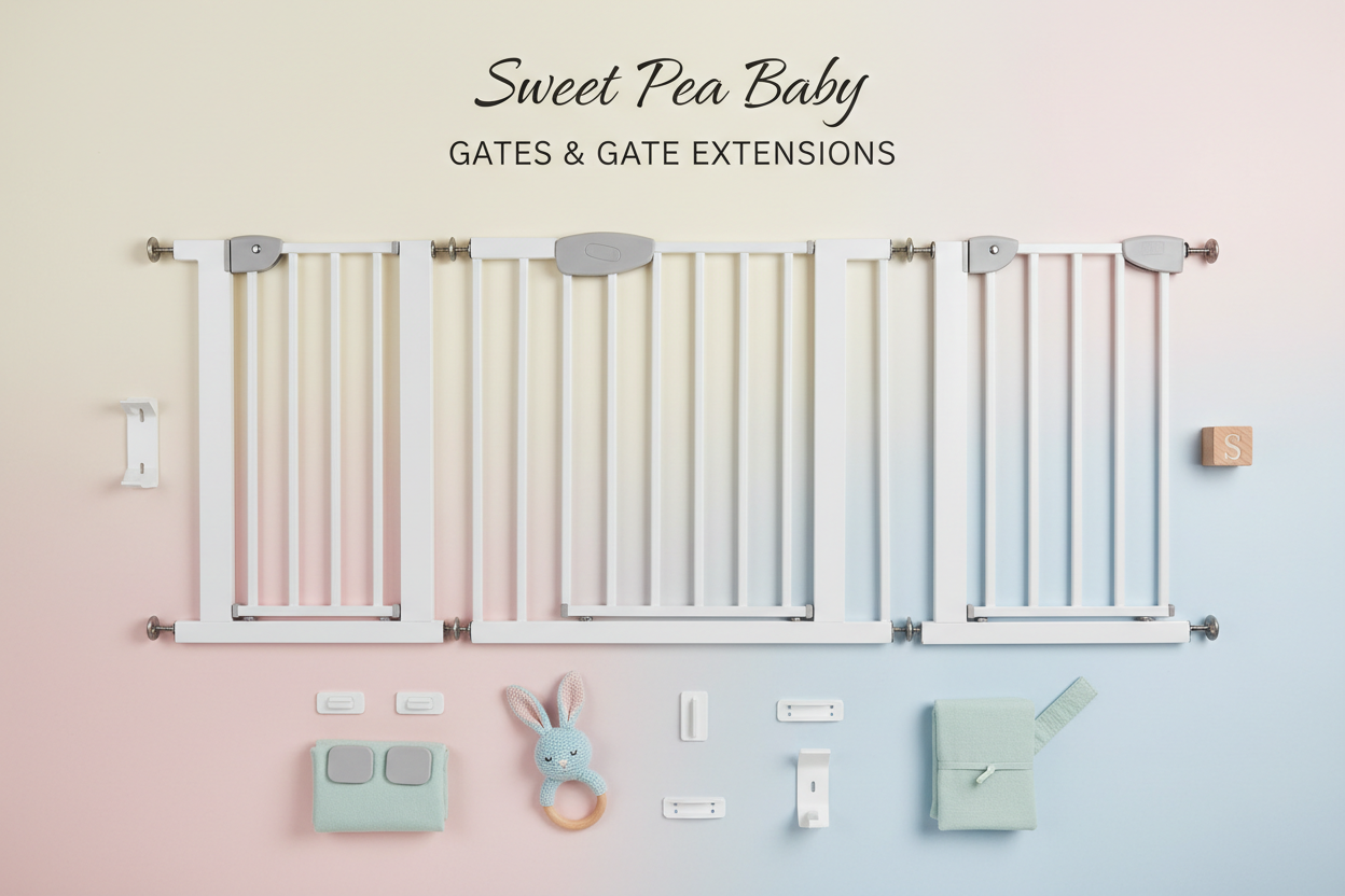 Baby safety gates and gate extensions