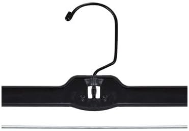 NAHANCO 14” Heavy Weight Black Plastic Bottom Hanger, 25 Pack | Heavy Weight Plastic Skirt/Pant Hangers with Black Hook and Black Plastic Clips - Image 3