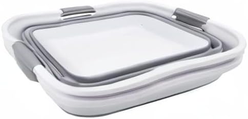 SAMMART - 30L (8 gallon) Collapsible Plastic Laundry Basket - Foldable Pop Up Storage Container/Organizer-Space Saving Hamper, Water capacity: 24L (6.3 gallon) (2, White/Grey/White) - Image 9