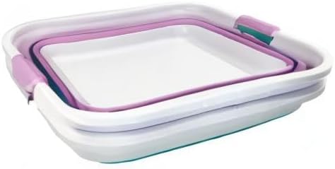 SAMMART 41L (10.8 gallon) Collapsible Plastic Laundry Basket - Foldable Pop Up Storage Container/Organizer - Portable Washing Tub - Space Saving (Rectangular, Ceramic Blue+Pale Purple (Set of 2)) - Image 9