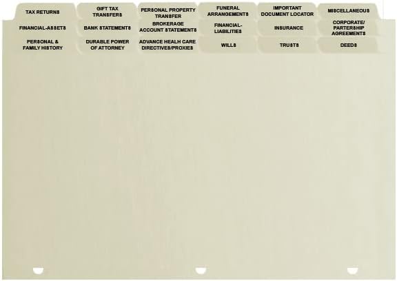 Customized Estate Planning Kit- Customized Binder, 18 Pre Printed Tabs and Fillable Personal Data Sheets (Name Engraved On Plate, Green) - Image 3