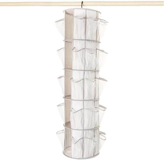 5-Tier 40-Pocket Canvas Carousel Organizer, Hanging Closet Storage - Image 4