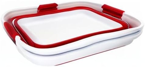SAMMART 21L (5.5 Galloons) Collapsible Plastic Storge Basket - Foldable Pop Up Storage Container/Organizer - Portable Washing Tub - Space Saving Hamper/Basket (White/Viva Magenta (Set of 2)) - Image 9