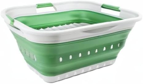 SAMMART 42L (11 gallon) Collapsible Plastic Laundry Basket - Foldable Pop Up Storage Container/Organizer - Portable Washing Tub - Space Saving Hamper/Basket (Grey/Dark Sea Green) - Image 9