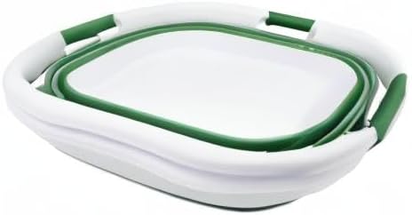SAMMART 40L (10.5 gallon) Collapsible Plastic Laundry Basket - Foldable Pop Up Storage Container/Organizer - Portable Washing Tub - Space Saving Hamper/Basket (White/Dark Sea Green (Set of 2)) - Image 9