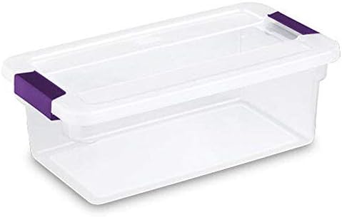 Sterilite 6 Qt Clearview Latch Storage Box, Stackable Bin with Latching Lid, Plastic Container to Organize Shoes in Closet, Clear Base, Lid, 12-Pack - Image 4