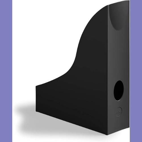 Durable Eco-Friendly Magazine File Holders - Recycled Plastic & Blue Angel Certified - Document Holder Storage Organiser - Modern Magazine Rack - Black - Pack of 6 | 6 standing folders with finger hole for magazines and catalogues, dimensions 73 x 306 ... - Image 4