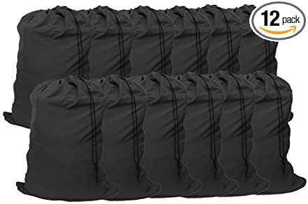 Extra Large Laundry Bag 30"x40" 12 Pack Black | Drawstring Bags, For Family, College, Dorm & Apartment, Heavy Duty, Reusable Storage Set by YETHAN