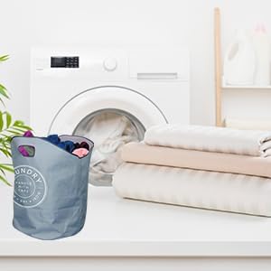 120L Laundry Basket with 3 Compartments Aluminium Handles Fabric Collapsible Foldable Laundry Bags Hamper Washing Storage Bin for Bedroom PE Coating Waterproof (Dark Grey, 120L) - Image 2