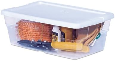 Sterilite 6 Quart Storage Box, Clear Plastic with White Snap Lid, 12 Pack - Image 4