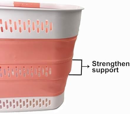 SAMMART 40L (10.5 Gallon) Collapsible Plastic Laundry Basket with Handles - Foldable Pop Up Storage Container/Organizer - Portable Laundry Hamper - Space Saving (2, Quartz Pink+Little Boy Blu) - Image 3