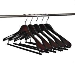 Luxury Wide Shoulder Wooden Hangers 18 Pack, with Velvet Bar, Smooth Mahogany Finish Wood Suit Hanger Coat Hanger for Closet, Holds Upto 20lbs, 360° Swivel Hook, for Jacket, Dress Heavy Clothes Hanger - Image 3