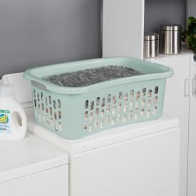 Sterilite HipHold Laundry Basket, Plastic Rectangle Clothes Hamper, 6 Pack | 1.5 Bushel Capacity, Mint, Bin with Comfort Grip Handles & Reinforced Rim - Image 5