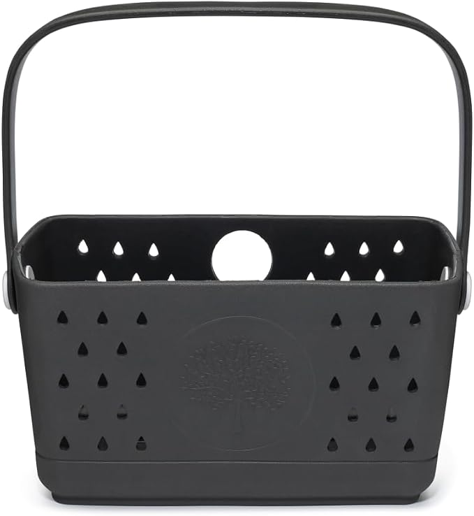 Parker Baby Co. Quick-Dry Bath Caddy Organizer with Handle - Smoke, Regular | BPA-free, food-grade shower caddy & bath organizer that stores toys and bath supplies in a sturdy, easy-carry handle design by ParkerBabyCo
