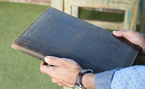 Leather Business Portfolio with Luxury Pen Business Personal Organiser Folder Full Grain Leather padfolio by KomalC (Buffalo Distressed Tan) - Image 7