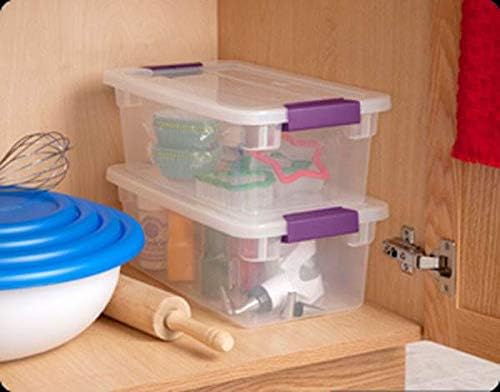 Sterilite 6 Qt Clearview Latch Storage Box, Stackable Bin with Latching Lid, Plastic Container to Organize Shoes in Closet, Clear Base, Lid, 12-Pack - Image 9
