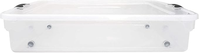 HOMZ 2-Pack Under Bed Storage, Clear Plastic Containers with Lids, 56 Quart, Gray Latch - Stackable Underbed Organizer Bins for Shoes, Bags, Clothes, and Towels - Image 8