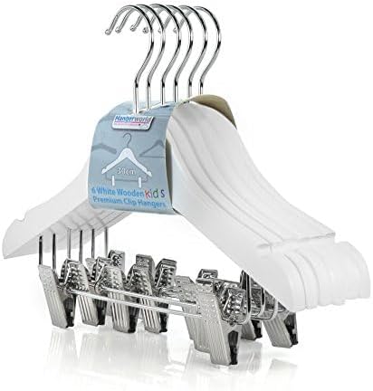 HANGERWORLD White Wooden Kids Coat Hangers with Trouser Skirt Clips - Pack of 12, 30cm for Toddler, Child and Baby Clothes - Image 7