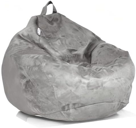 Bean Bag Stuffed Animal Storage Chair Cover (No Filler) for Kids and Adults. Extra Large Bird's Nest Beanbag Memory Foam Soft Premium (Grey, 3 ft (Cover Only)) - Image 9