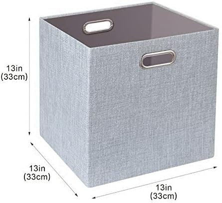 Posprica 3X Thicker Fabric Storage Cubes 13 inch Collapsible Storage Bins for Organization, Cubby Storage Baskets for Organizing Shelf Cabinet Bookcase Boxes, Set of 4, Silver Grey - Image 3