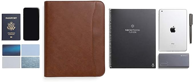 Forevermore Portfolio Binder, 1" Removable 3-Ring, Vegan Leather, Brown - Image 9