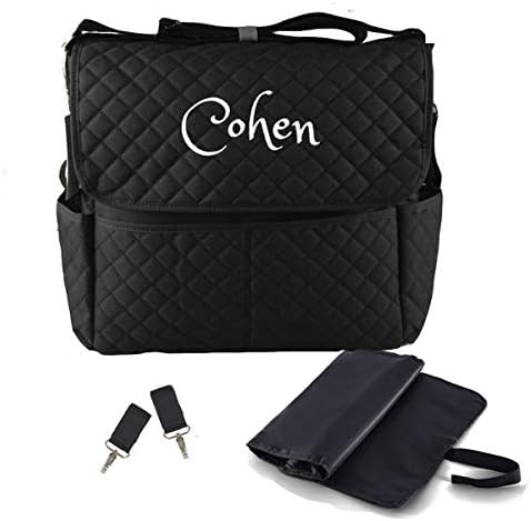 PERSONALIZED Large Diaper Bag Messenger Bag Baby Shoulder Bag Monogram (Black) by DreamEmbroidery