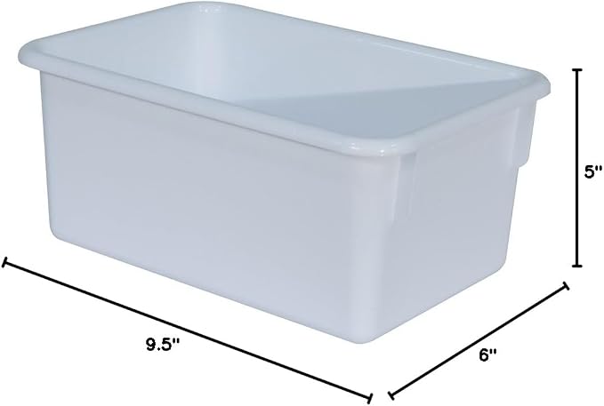 Wood Designs Cubby Storage Bin, Heavy Duty Plastic Containers for Kids White Cubby Tray Set of 12 - Image 7